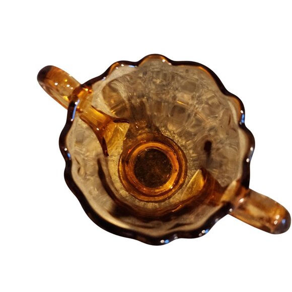 Vintage Martinsville Elegant Glass Newport Amber Sugar & Creamer Set - Picture 5 of 7